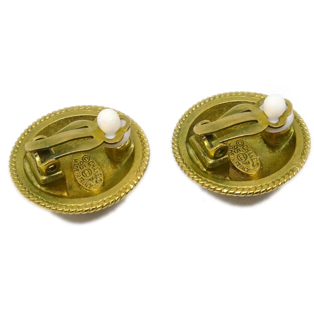 Chanel Gold Button Earrings Clip-On 95P