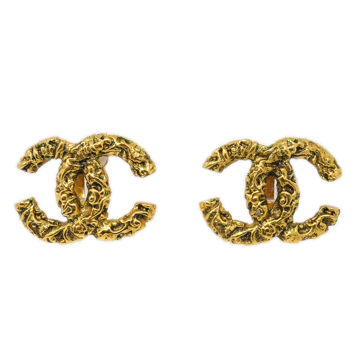 Chanel CC Earrings Clip-On Gold 93A Large