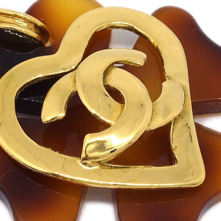 Chanel Clover Dangle Earrings Gold Clip-On 95P