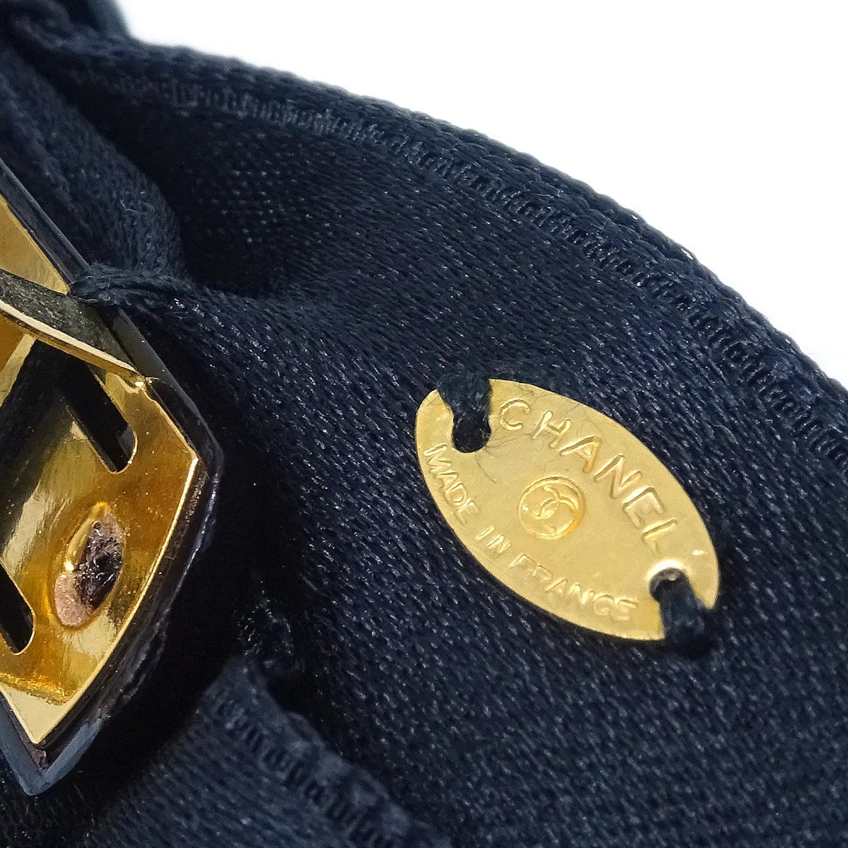 Chanel Turnlock Bow Satin Hair Barrette Black
