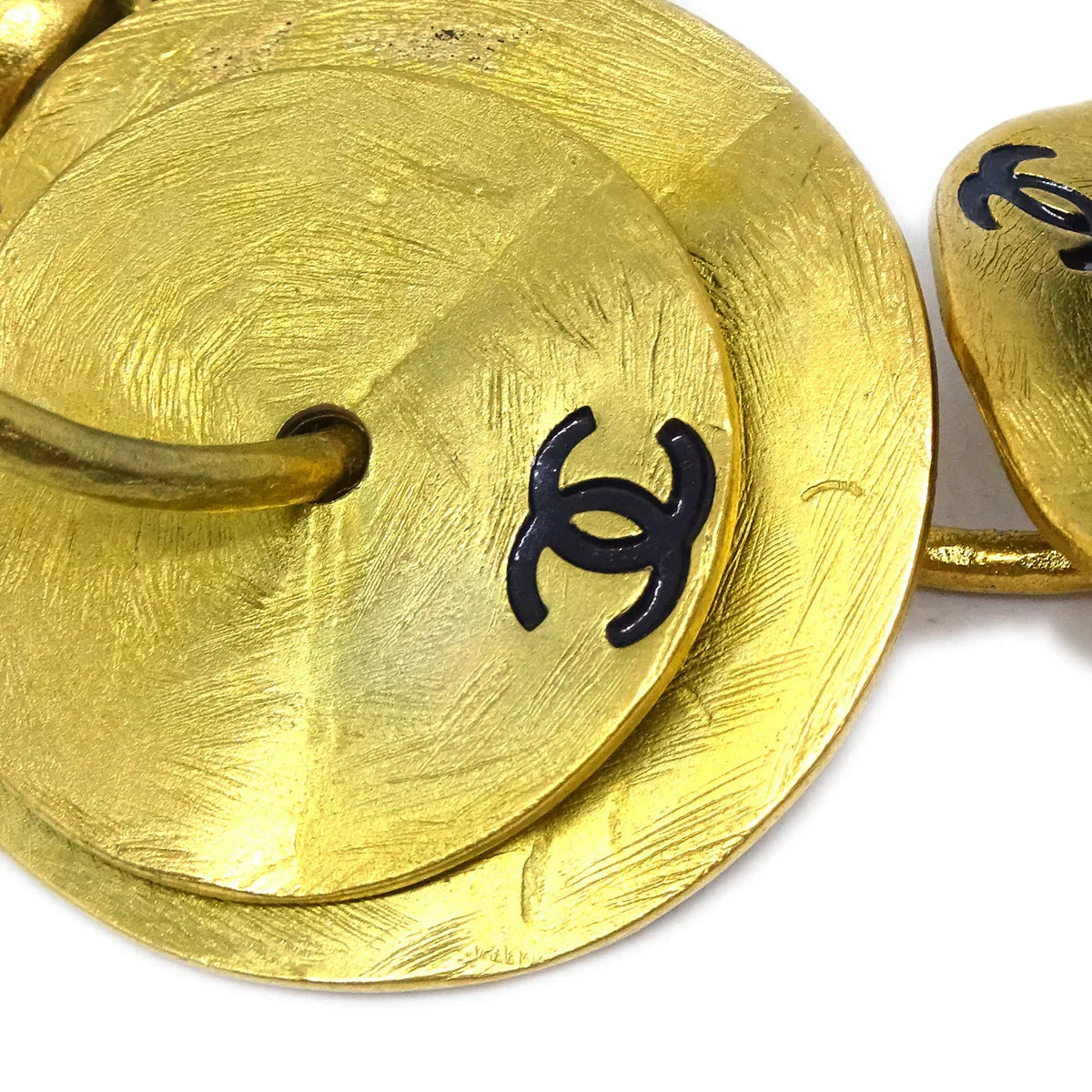 Chanel Dangle Hoop Earrings Clip-On Gold 94A