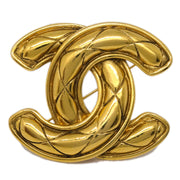 Chanel Quilted CC Brooch Pin Gold 1152