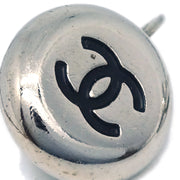 Chanel Button Piercing Earrings Silver 98A