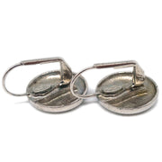 Chanel Button Piercing Earrings Silver 98A