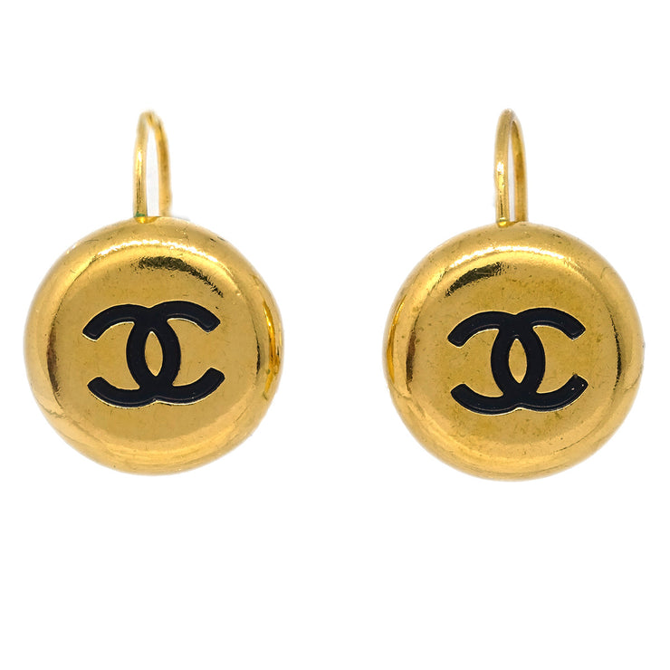 Chanel Button Piercing Earrings Gold 97P