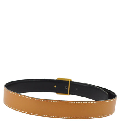 Hermes 1996 Brown Box Calf Le Soleil Hinflower Belt #70 Small Good
