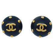 Chanel Black Button Earrings Clip-On 96C