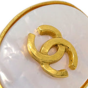 Chanel Shell Oval Earrings Clip-On White 95A
