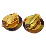 Chanel Button Earrings Clip-On Brown 97P