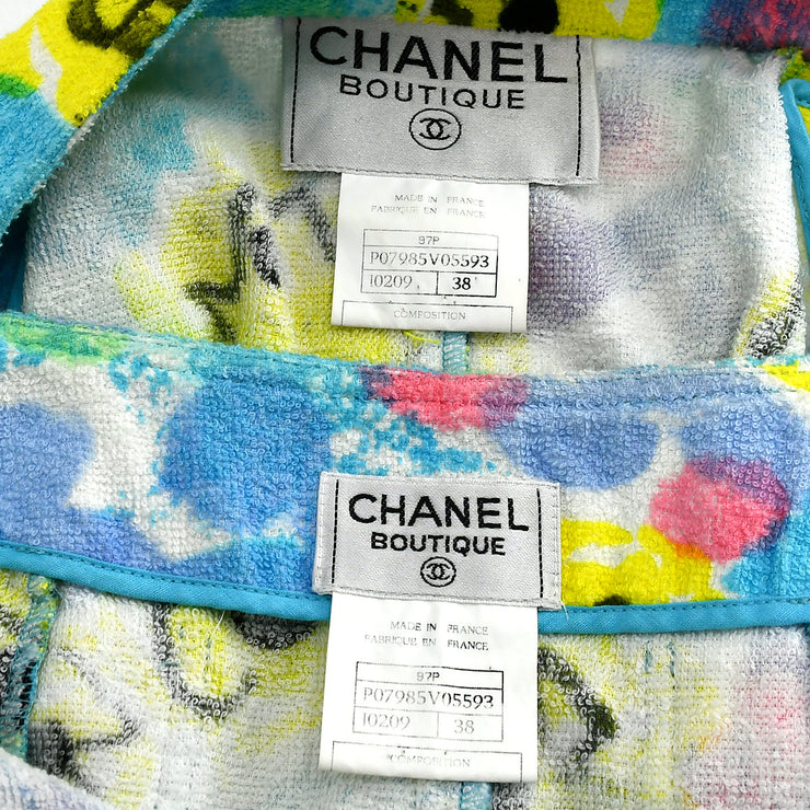 Chanel Setup Vest Jacket Skirt Light Blue 97P #38