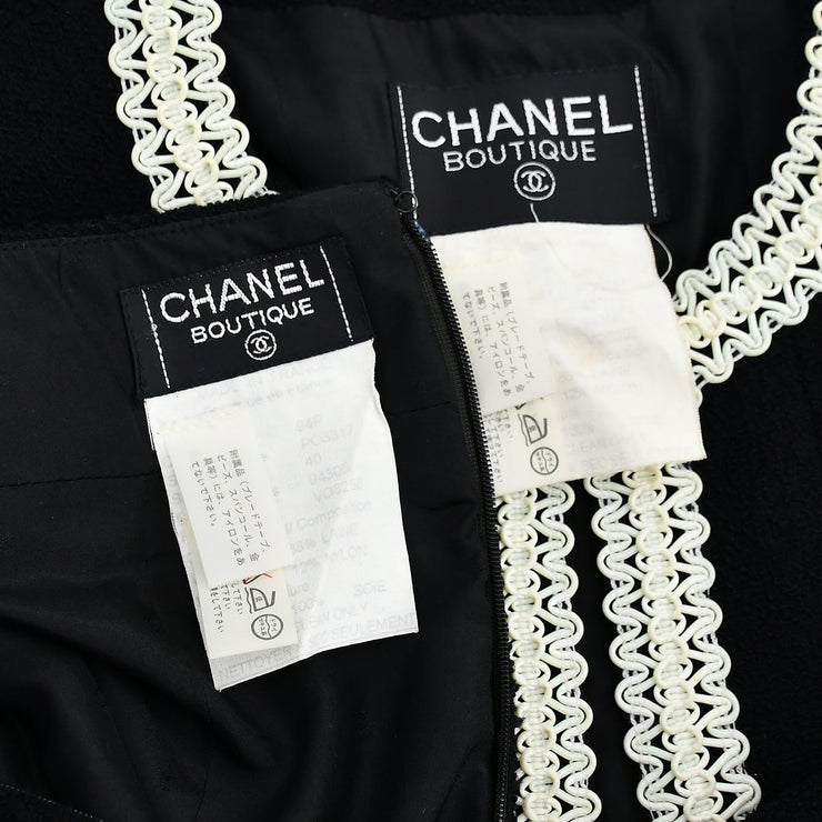 Chanel Setup Suit Jacket Skirt Black 94P #40