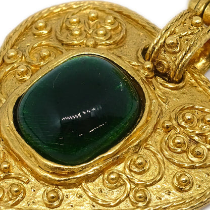 Chanel Gripoix Brooch Pin Gold Green 94A