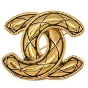 Chanel Quilted CC Brooch Pin Gold 1152
