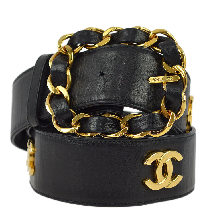 Chanel Buckle Belt Black #75/30 Small Good