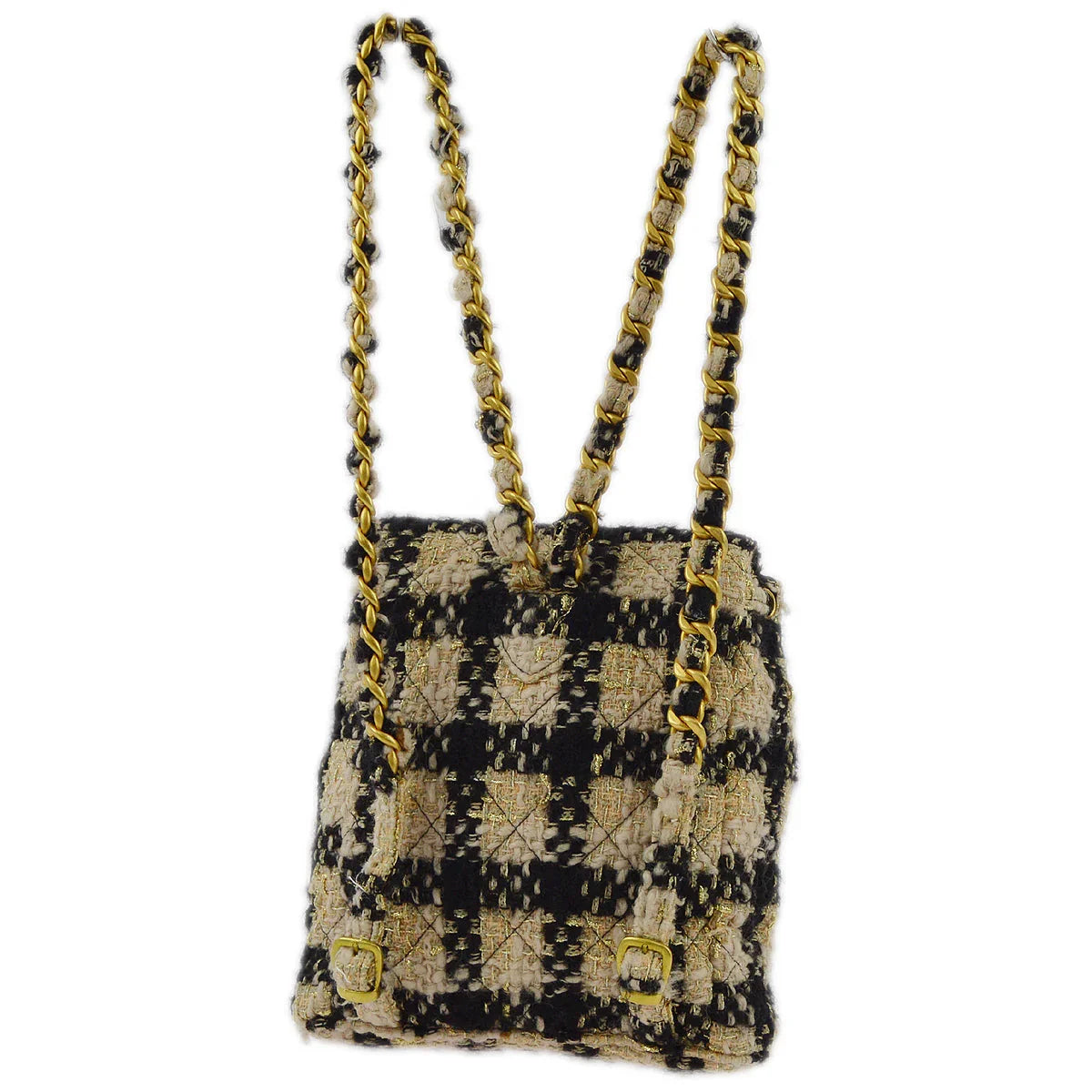 Chanel Beige Black Tweed Duma Backpack Large