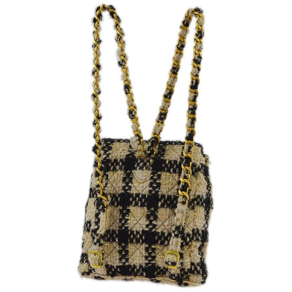 Chanel Beige Black Tweed Duma Backpack Large