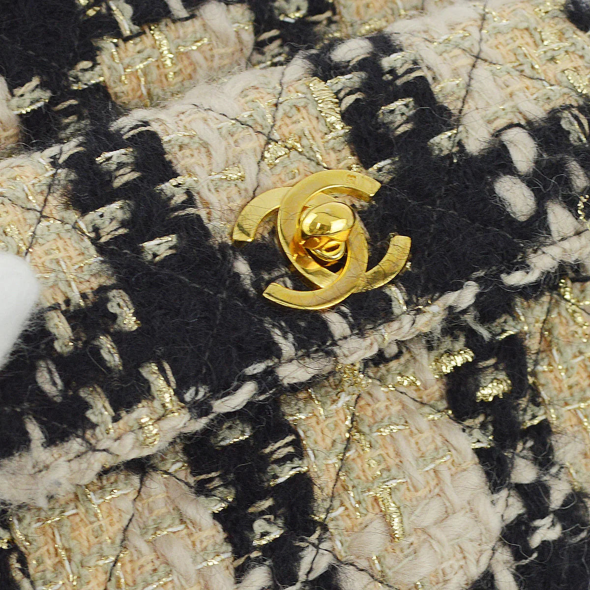 Chanel Beige Black Tweed Duma Backpack Large