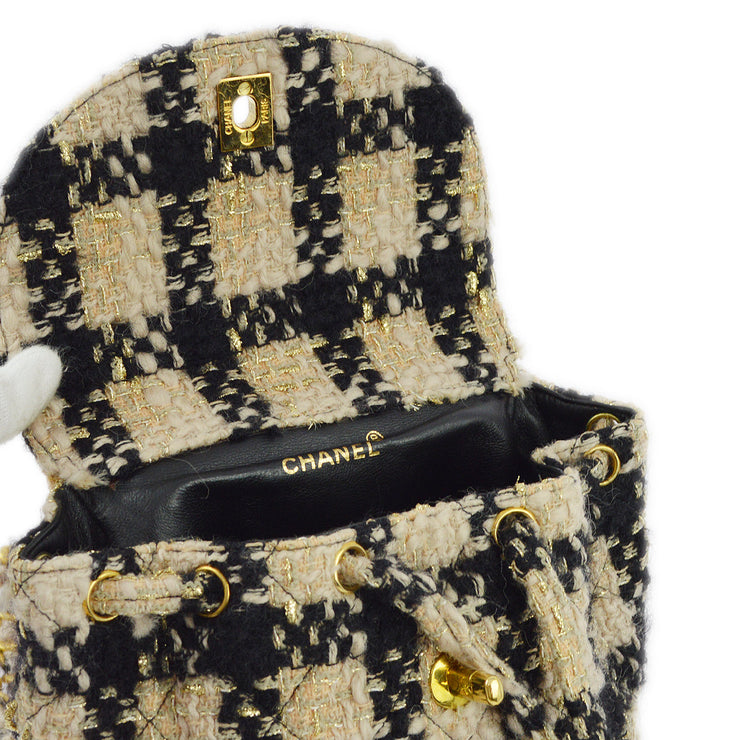 Chanel Beige Black Tweed Duma Backpack Large