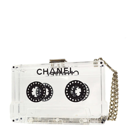 Chanel Clear Acrylic Cassette Tape Clutch Bag 04P