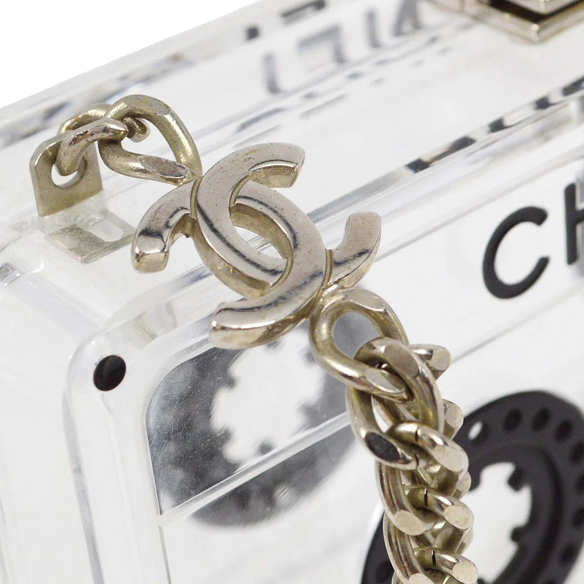 Chanel Clear Acrylic Cassette Tape Clutch Bag 04P
