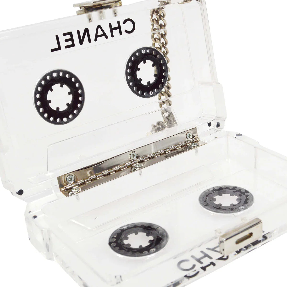 Chanel Clear Acrylic Cassette Tape Clutch Bag 04P