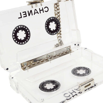 Chanel Clear Acrylic Cassette Tape Clutch Bag 04P