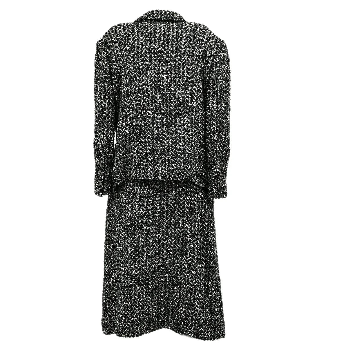 Chanel Jacket Skirt Suit Black 97A #46