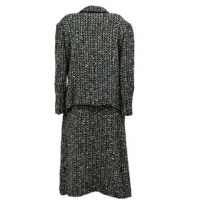 Chanel Jacket Skirt Suit Black 97A #46