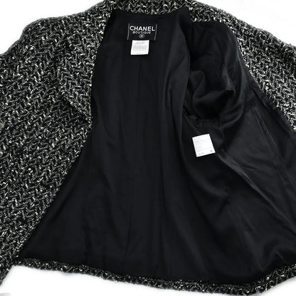 Chanel Jacket Skirt Suit Black 97A #46