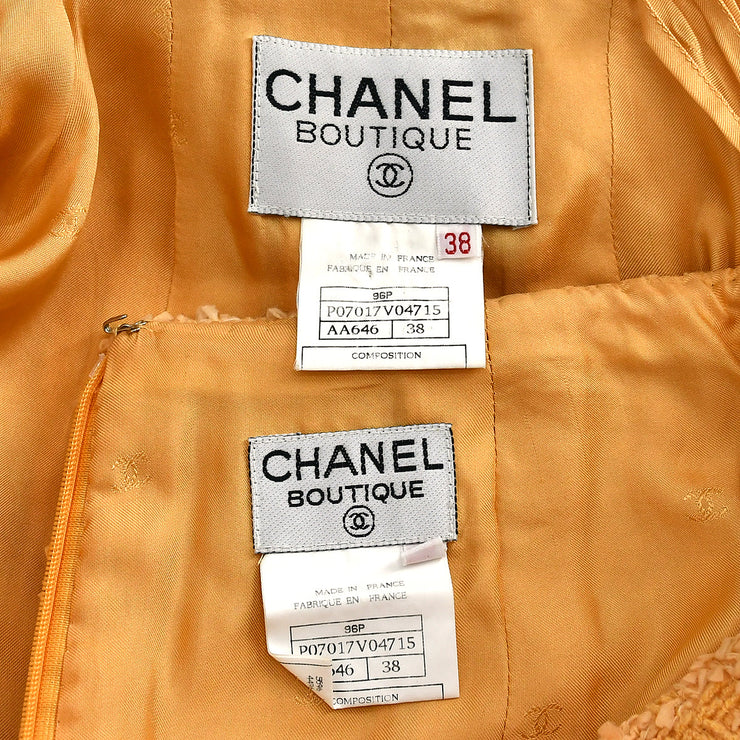 Chanel Setup Suit Jacket Skirt Orange 96P #38