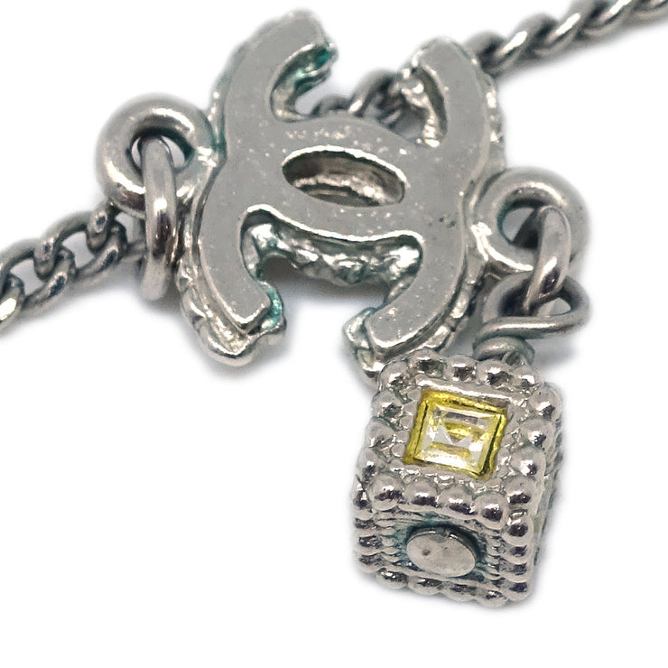 Chanel CC Chain Necklace Pendant Rhinestone Silver A11A