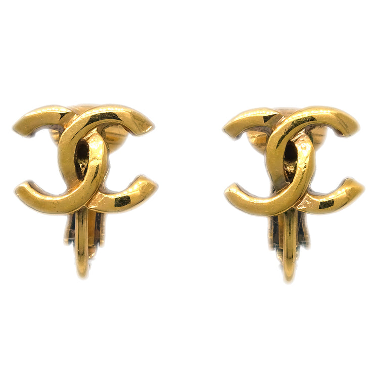 Chanel CC Earrings Clip-On Gold 233