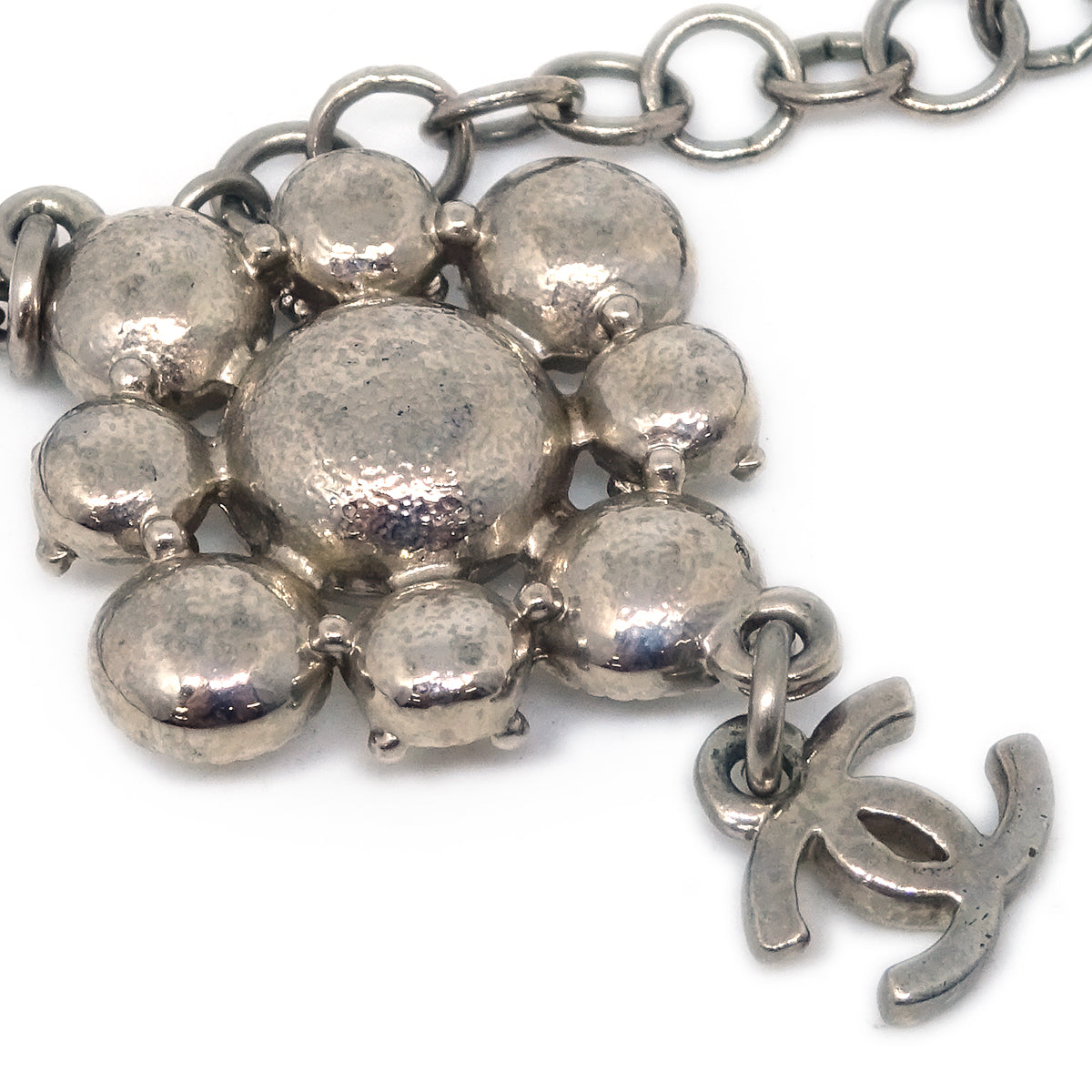 Chanel 2010 Silver Necklace Pendant Rhinestone 10V