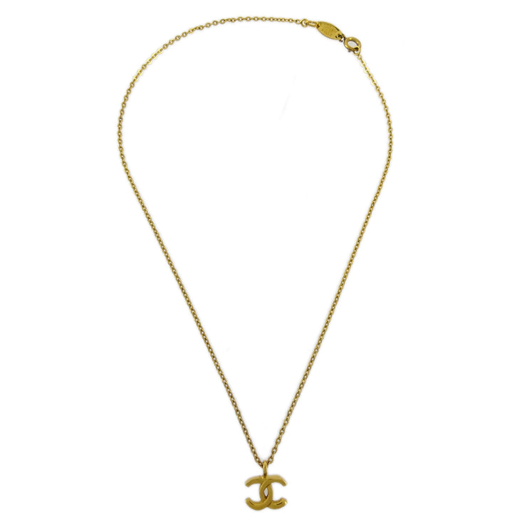 Chanel Mini CC Chain Pendant Necklace Gold 376/1982