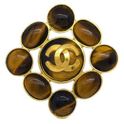 Chanel Stone Brooch Pin Brown 95A