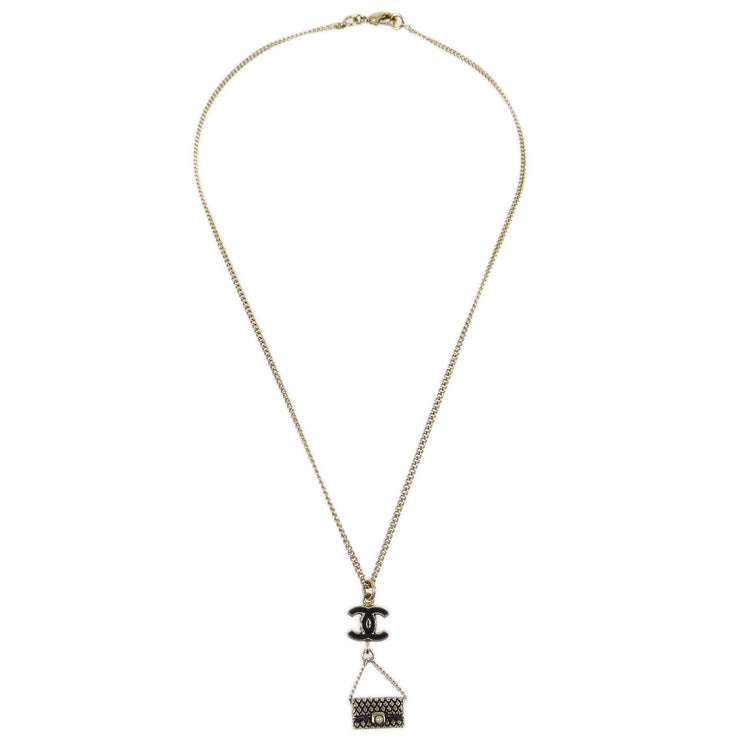 Chanel Bag Chain Pendant Necklace Gold 07P