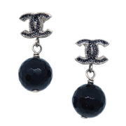 Chanel Piercing Dangle Earrings Black B10A