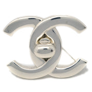 Chanel Turnlock Brooch Pin Silver Large 96P