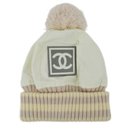 Chanel Ivory Sport Line Knitted Hat Small Good #M