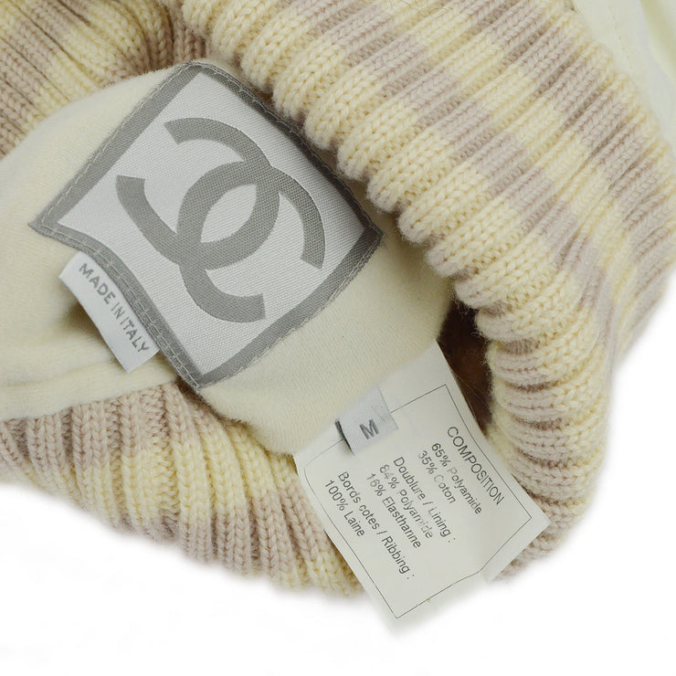 Chanel Ivory Sport Line Knitted Hat Small Good #M