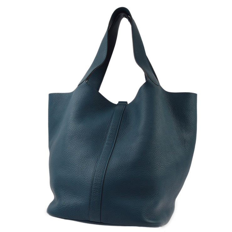 Hermes 2014 Blue Taurillon Clemence Picotin Lock TGM Handbag
