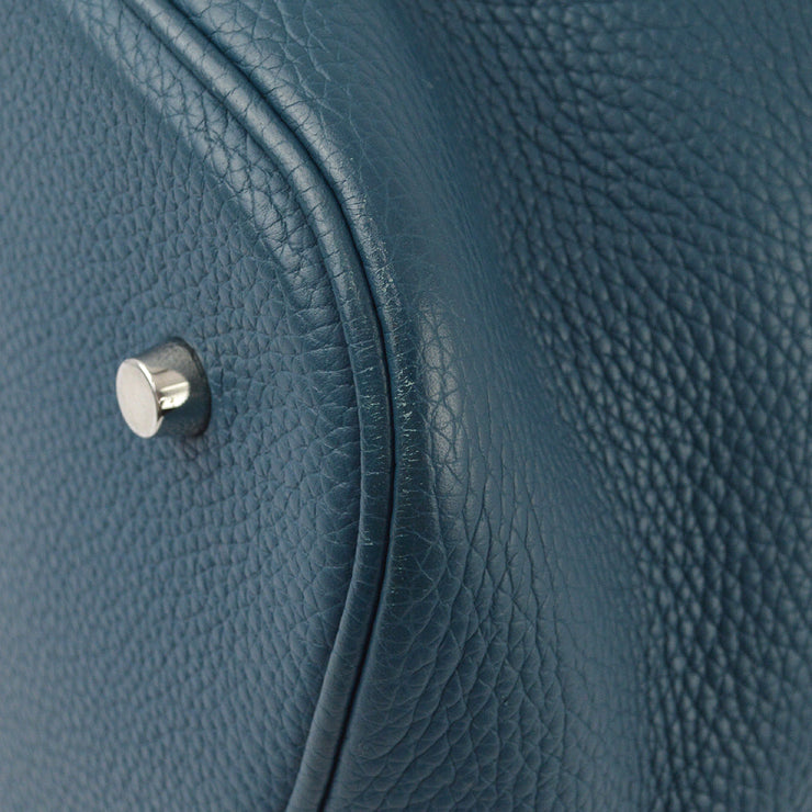 Hermes 2014 Blue Taurillon Clemence Picotin Lock TGM Handbag