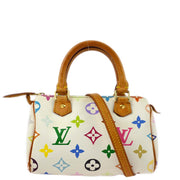 Damage Louis Vuitton White Monogram Multicolor Mini Speedy 2way Shoulder Handbag M92645