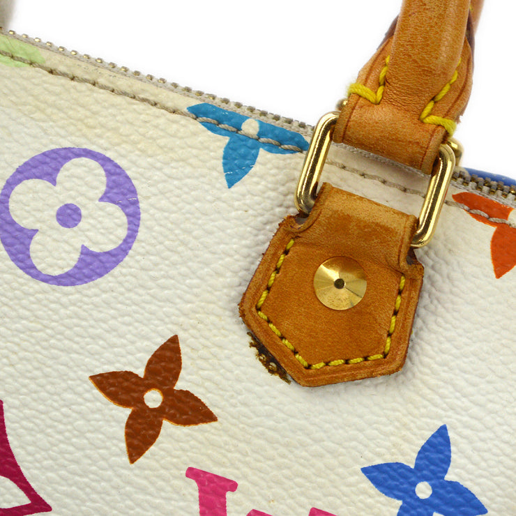 Damage Louis Vuitton White Monogram Multicolor Mini Speedy 2way Shoulder Handbag M92645