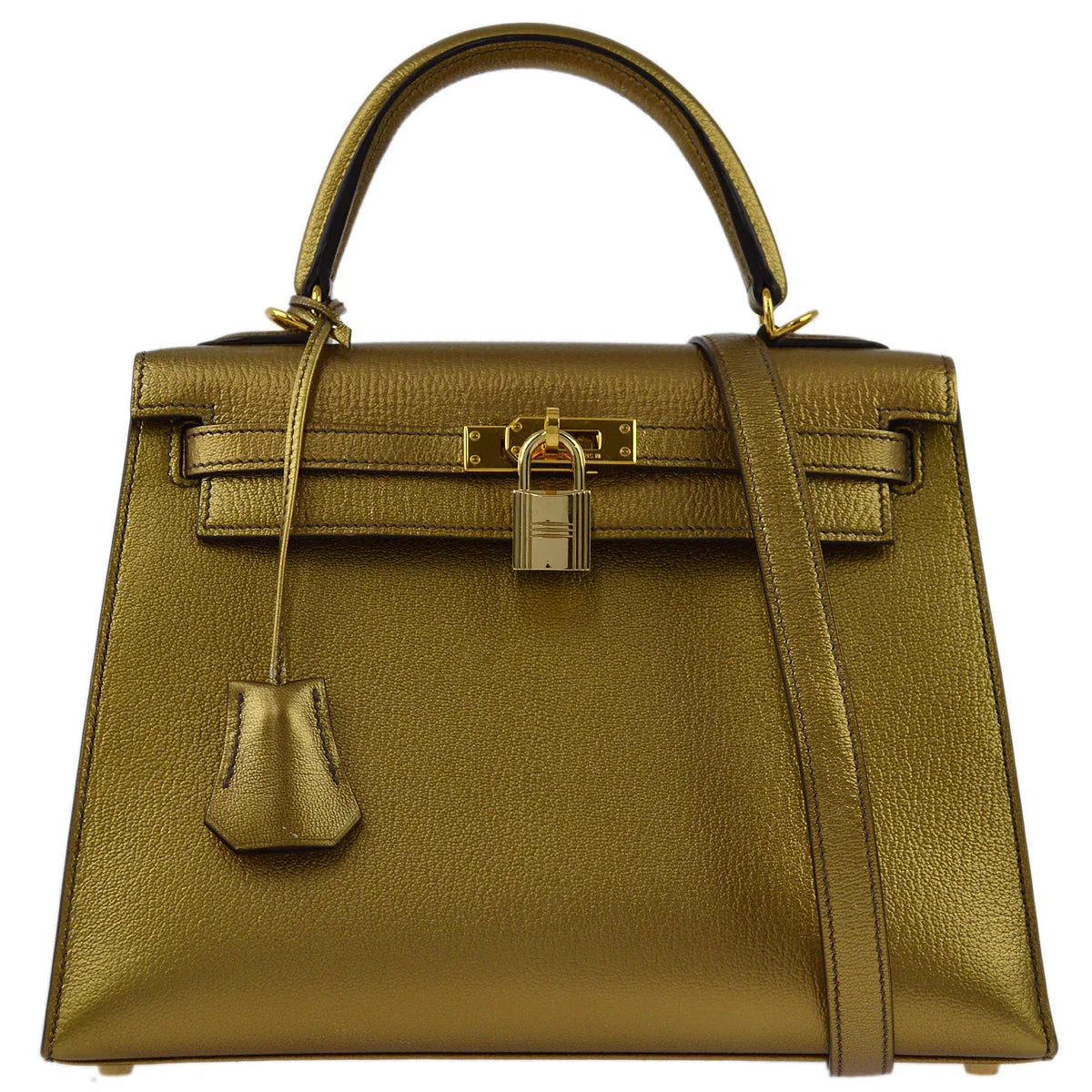 Hermes * 2005 Athens Limited Olympic Gold Chevre Kelly 25 Sellier 2way Shoulder Handbag