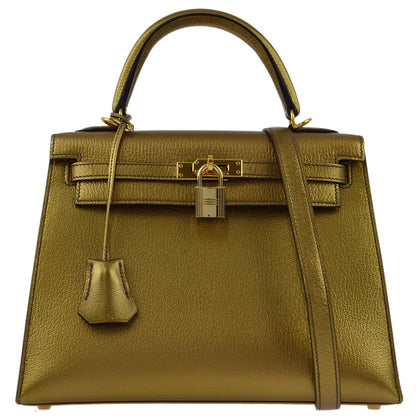 Hermes * 2005 Athens Limited Olympic Gold Chevre Kelly 25 Sellier 2way Shoulder Handbag