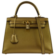 Hermes * 2005 Gold Chevre Kelly 25 Sellier 2way Shoulder Handbag