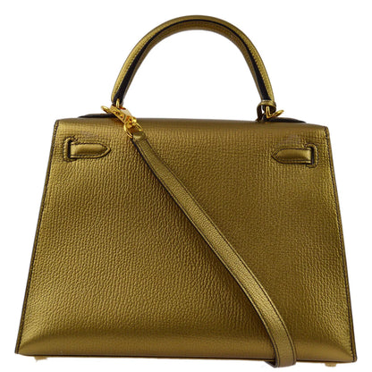 Hermes * 2005 Athens Limited Olympic Gold Chevre Kelly 25 Sellier 2way Shoulder Handbag