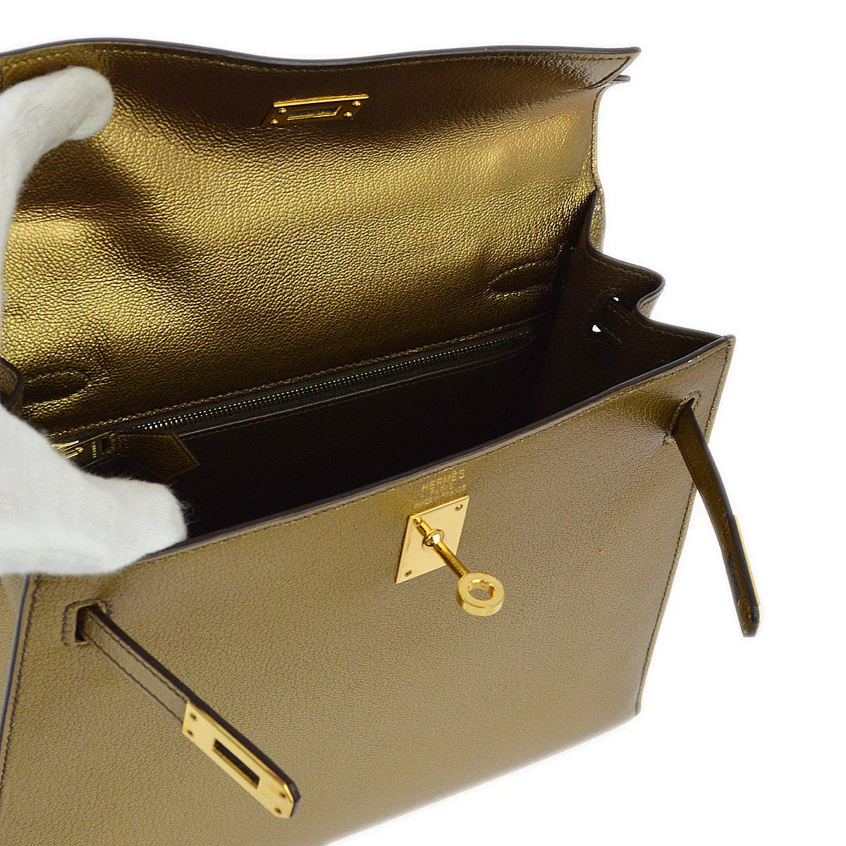 Hermes * 2005 Athens Limited Olympic Gold Chevre Kelly 25 Sellier 2way Shoulder Handbag