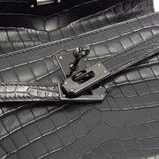 Hermes * 2010 So Black Crocodile Niloticus Kelly Pochette Handbag